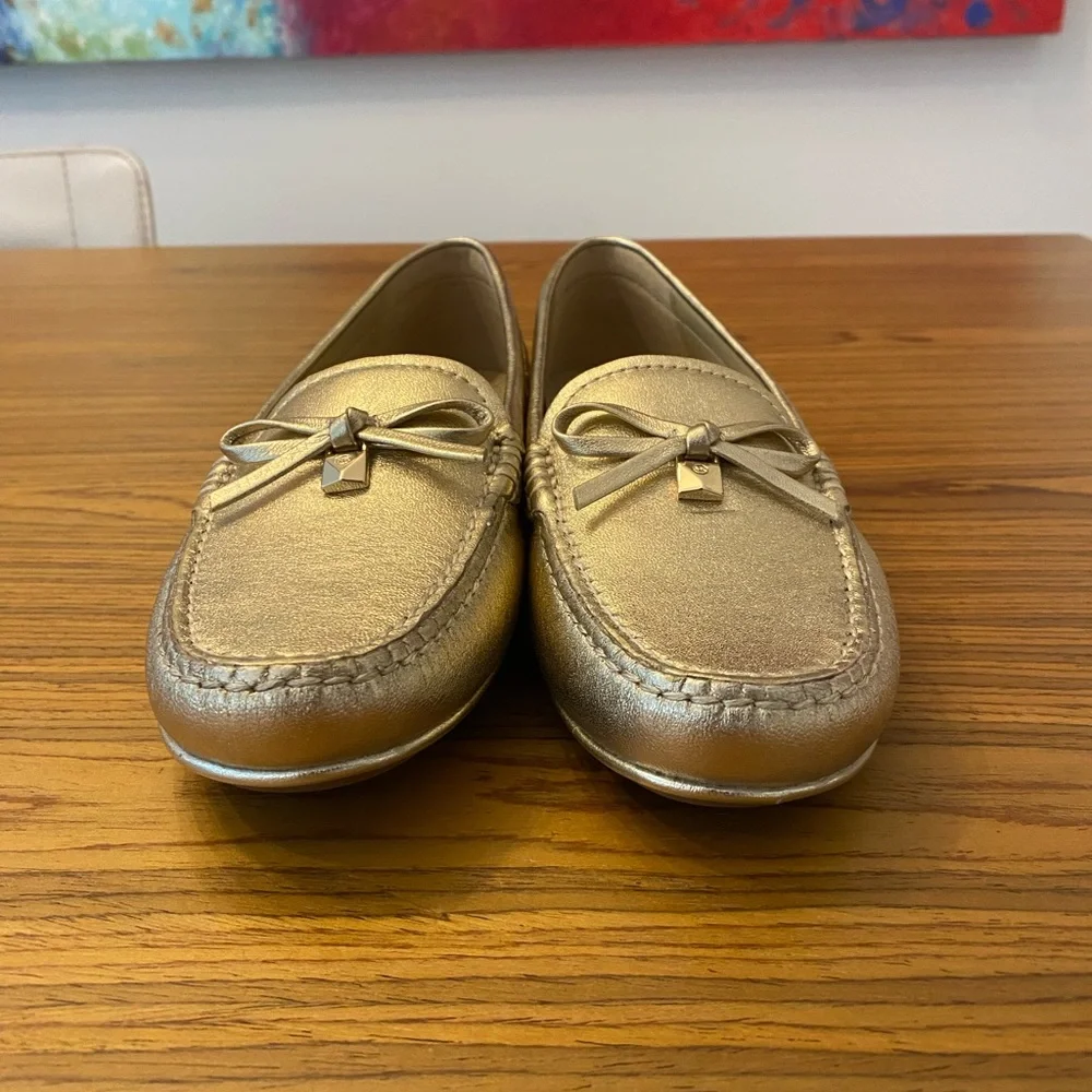 NWT Michael Kors Gold leather Juliette loafers